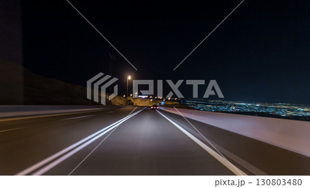 Curvy road through the Jebel Hafeet road timelapse hyperlapse, Al Ain, United Arab Emirates 130803480