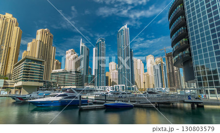 Dubai Marina towers in Dubai at day time timelapse hyperlapse 130803579