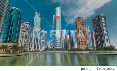 Residential buildings in Jumeirah Lake Towers timelapse hyperlapse in Dubai, UAE. 130803623