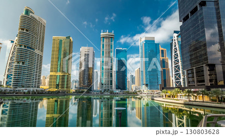 Residential buildings in Jumeirah Lake Towers timelapse hyperlapse in Dubai, UAE. Residential buildings in Jumeirah Lake Towers timelapse hyperlapse in Dubai, UAE. 130803628