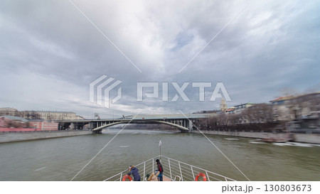 Moscow River. River cruise ships on the Moscow river winter timelapse hyperlapse 130803673