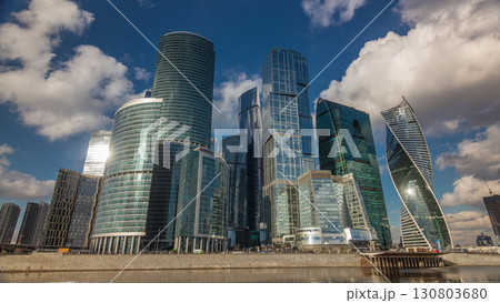 Moscow City business center skyscrapers office buildings and luxury apartments timelapse hyperlapse. Moscow City business center skyscrapers office buildings and luxury apartments timelapse hyperlapse. 130803680