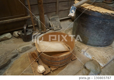 大正時代の井戸端、洗濯たらいと洗濯板 大正時代の井戸端、洗濯たらいと洗濯板 130803787