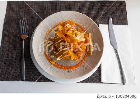 Crispy delicious fried langoustines served in a local restaurant in coastal village on Tenerife, Canary Islands, Spain 130804080