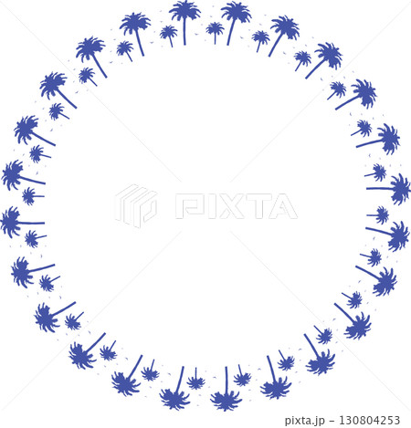 Frame of palm. Blue desert palm oasis on white background border with empty space Frame of palm. Blue desert palm oasis on white background border with empty space 130804253
