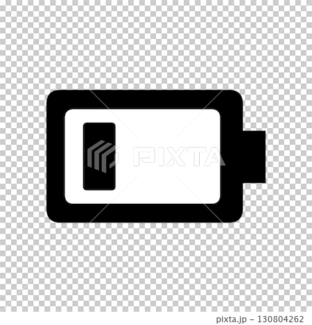 電池残量が少ないことを示すシンプルなモノクロアイコン 130804262