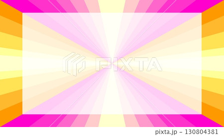 幾何学模様　フレーム　ホワイトスペース　放射状　三角形　ピンク　クリーム色 130804381