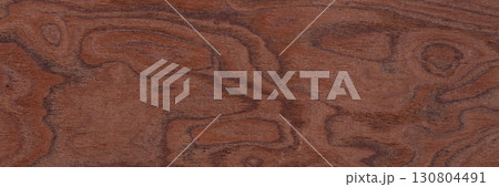 Perfect brown elm-tree veneer background as part of your design. Long plank texture. Wooden pattern. 130804491