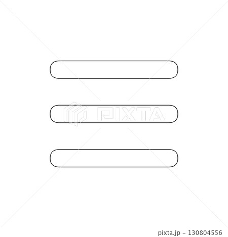 三本の横線で表現したモノクロシンプルなハンバーガーメニューアイコン 130804556