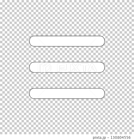 三本の横線で表現したモノクロシンプルなハンバーガーメニューアイコン 130804556
