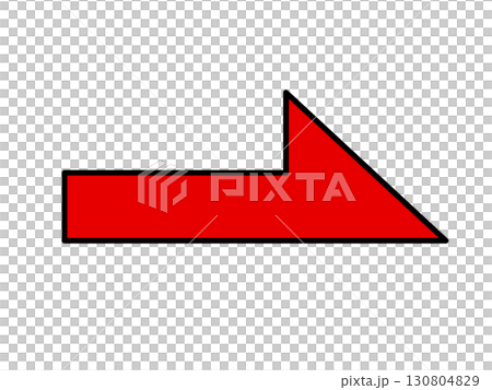 向右紅色半箭頭 130804829