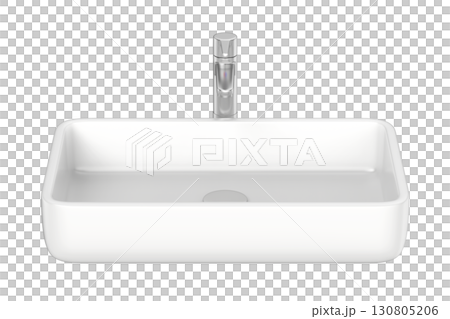 Square bathroom sink with silver faucet Square bathroom sink with silver faucet 130805206