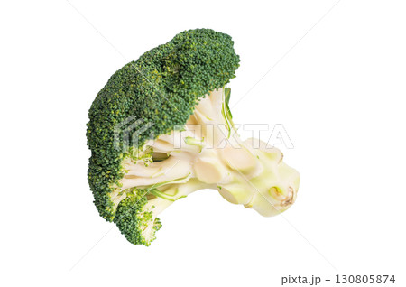 Fresh raw broccoli isolated on white background. top view 130805874