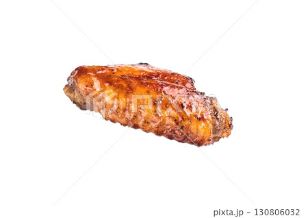 Crispy and flavorful barbecue sauce chicken wings, ready to impress your guests at backyard barbecues or game nights. isolated on white background. top view Crispy and flavorful barbecue sauce chicken wings, ready to impress your guests at backyard barbecues or game nights. isolated on white background. top view 130806032