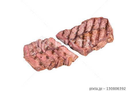 BBQ roasted Top blade steak, Australian Oyster Top blade steak isolated on white background. top view 130806392