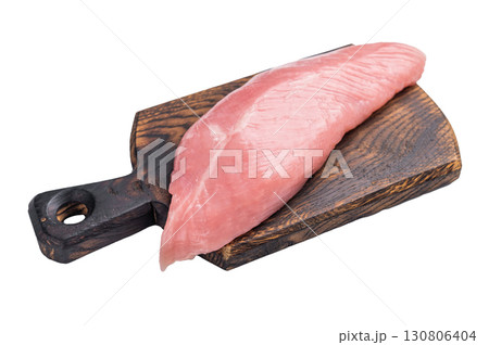 Raw turkey breast fillet meat, fresh poultry steak ready for cooking isolated on white background. top view Raw turkey breast fillet meat, fresh poultry steak ready for cooking isolated on white background. top view 130806404