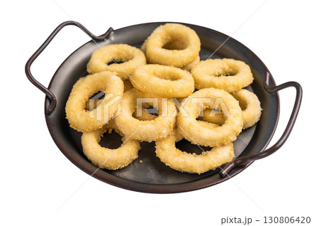 Ready for cooking Raw onion rings, uncooked vegetable isolated on white background. top view 130806420