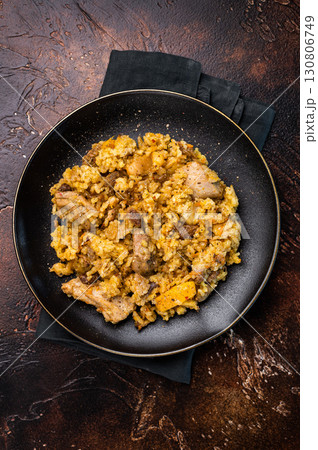 Traditional Central Asian dish Chon Kemin Valley. brown background. top view 130806749