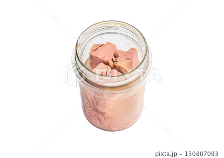 Versatile tinned canned tuna ready to elevate your recipes, from pasta dishes to hearty casseroles. isolated on white background. top view Versatile tinned canned tuna ready to elevate your recipes, from pasta dishes to hearty casseroles. isolated on white background. top view 130807093