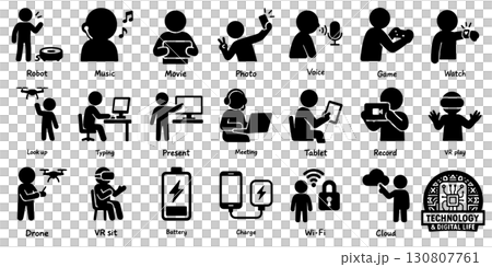 科技與數位生活像形圖集、科技與數字 科技與數位生活像形圖集、科技與數字 130807761