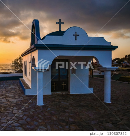 Beautiful little Greek chapel. Classic nice concept for travel and holidays in Greece. 130807832