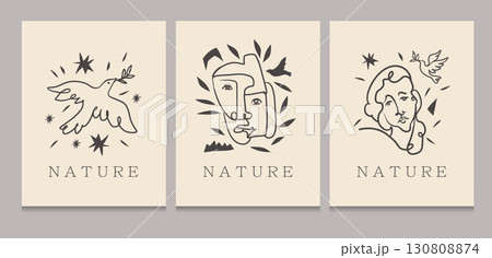 Abstract posters style lineart faces doves nature minimalist modern wall art Abstract posters style lineart faces doves nature minimalist modern wall art 130808874
