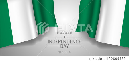 Nigeria happy independence day greeting card, banner with template text vector illustration 130809322