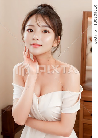 美肌の若い女性 130809610