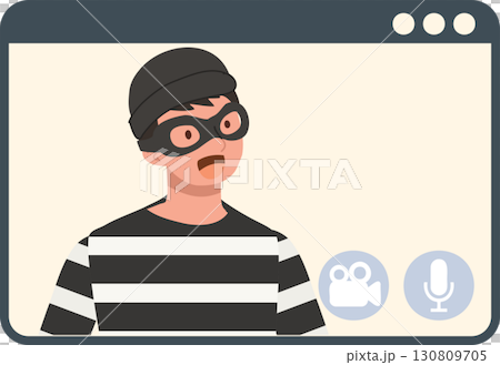 cyber security scammer illustration online criminal cartoon man with mask and striped shirt representing internet fraud identity theft cyber security scammer illustration online criminal cartoon man with mask and striped shirt representing internet fraud identity theft 130809705