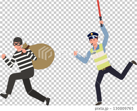 police pursuit chasing thief robber with money bag 130809765