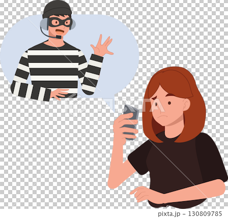 a woman reacts to a scammer fake call represents cyber crime financial fraud and online security awareness a woman reacts to a scammer fake call represents cyber crime financial fraud and online security awareness 130809785