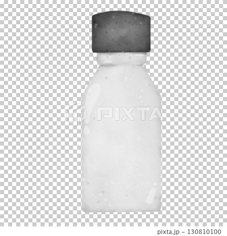 Watercolor cartoon illustration of plastic bottles with colorful caps, laboratory or medical container clipart isolated on white backgroun Watercolor cartoon illustration of plastic bottles with colorful caps, laboratory or medical container clipart isolated on white backgroun 130810100