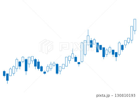 株式チャートのイラスト　青色ブルー　白背景　ベクターpng透明 130810193