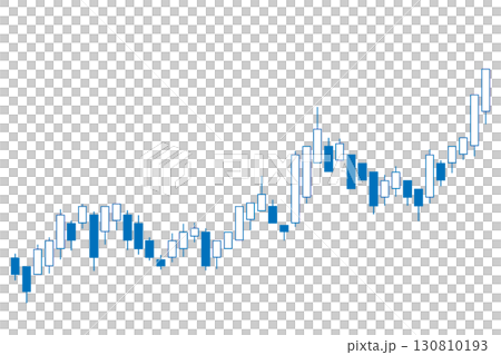 株式チャートのイラスト　青色ブルー　白背景　ベクターpng透明 130810193