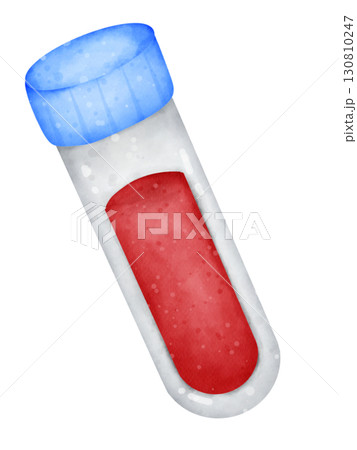 Cartoon watercolor illustration of blood test tubes with colorful caps, medical laboratory equipment clipart isolated on white background Cartoon watercolor illustration of blood test tubes with colorful caps, medical laboratory equipment clipart isolated on white background 130810247