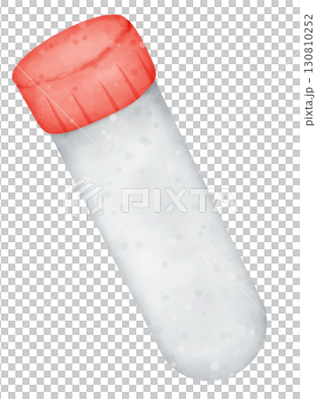 Cartoon watercolor illustration of blood test tubes with colorful caps, medical laboratory equipment clipart isolated on white background 130810252