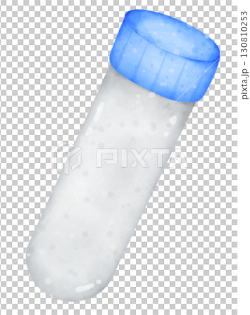 Cartoon watercolor illustration of blood test tubes with colorful caps, medical laboratory equipment clipart isolated on white background 130810253