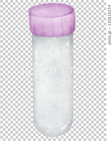 Cartoon watercolor illustration of blood test tubes with colorful caps, medical laboratory equipment clipart isolated on white background 130810254