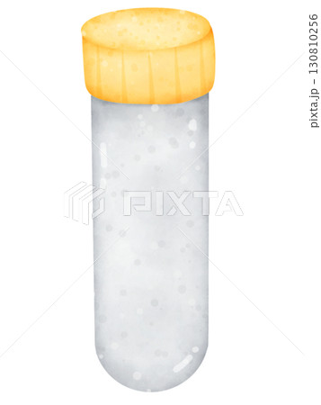 Cartoon watercolor illustration of blood test tubes with colorful caps, medical laboratory equipment clipart isolated on white background 130810256