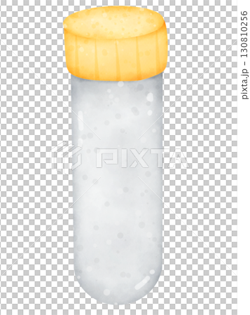 Cartoon watercolor illustration of blood test tubes with colorful caps, medical laboratory equipment clipart isolated on white background 130810256