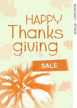 Thanksgiving sale features festive pumpkin design with vibrant colors and seasonal greetings 130810699