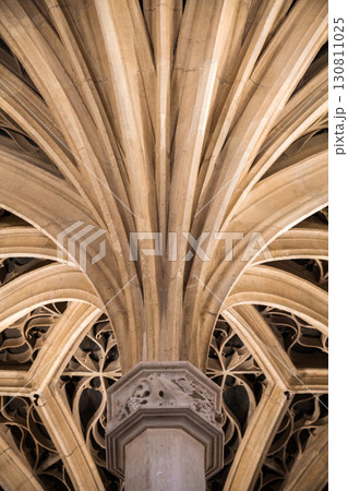 Intricate Gothic architecture of vaulted ceiling in historic cathedral Intricate Gothic architecture of vaulted ceiling in historic cathedral 130811025