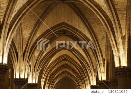 Detailed architectural arches of a historic stone structure, abstract, architecture 130811035