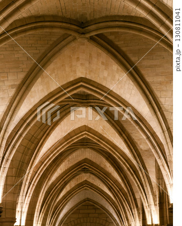 Detailed architectural arches of a historic stone structure, abstract, architecture 130811041