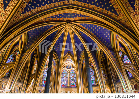 Architecture and stained glass of Sainte-Chapelle in Paris Architecture and stained glass of Sainte-Chapelle in Paris 130811044