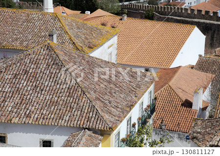 Obidos, Portugal - April 01, 2017 - Rooftops of Obidos 130811127