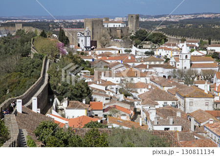 Obidos, Portugal - April 01, 2017 - Rooftops of Obidos Obidos, Portugal - April 01, 2017 - Rooftops of Obidos 130811134