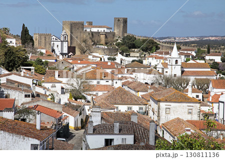 Obidos, Portugal - April 01, 2017 - Rooftops of Obidos 130811136