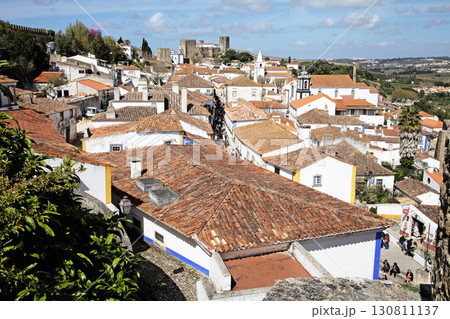 Obidos, Portugal - April 01, 2017 - Rooftops of Obidos 130811137