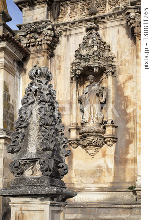 Monumental details of Monastery Santa Maria in Alcobaca, Portugal during a sunny day 130811265